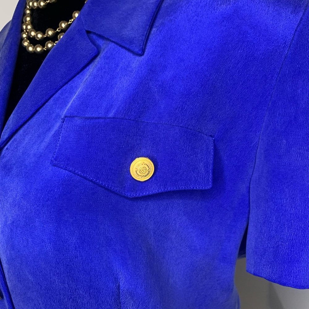 Patrick Collection Blue Button-Down Silk Dress - image 7